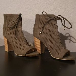 Open toe laced up heels